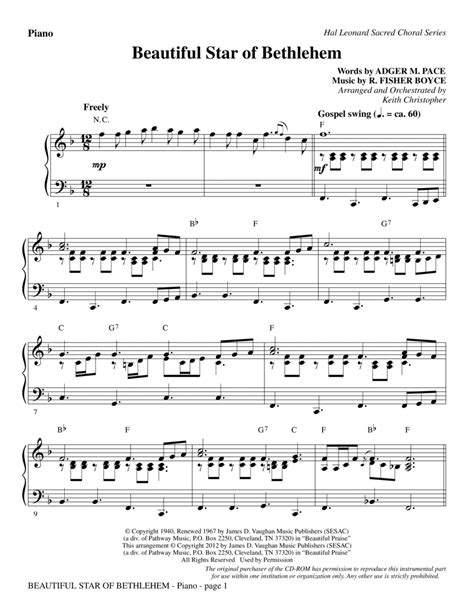 Free Printable Sheet Music For Beautiful Star Of Bethlehem